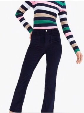 J. Crew Jeans Navy Velvet Straight Leg Crop Pants Size 29P NWOT Petite Luxury